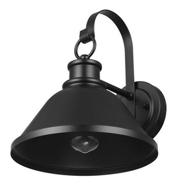 Globe Electric 91008598 1-Light Matte Black Outdoor Wall Sconce with 10 in. Warehouse Shade