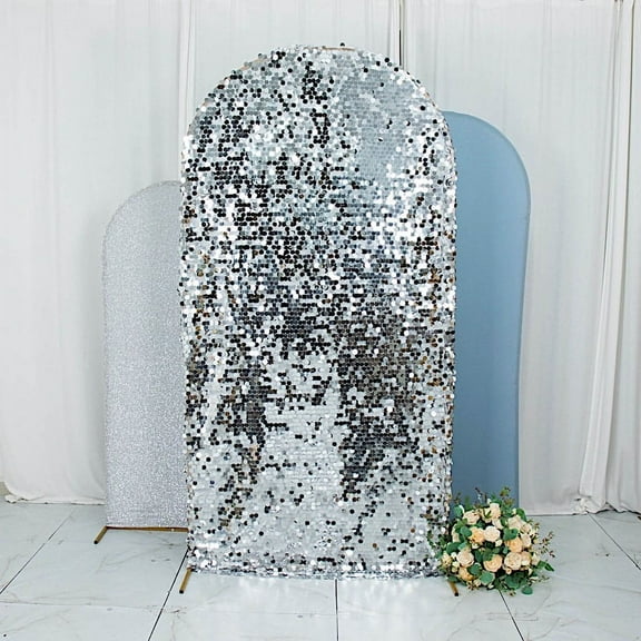 BalsaCircle 3 Dusty Blue Silver Fitted Assorted Round Top Wedding Arch Backdrop Stand Covers Party Events Decorations Supplies