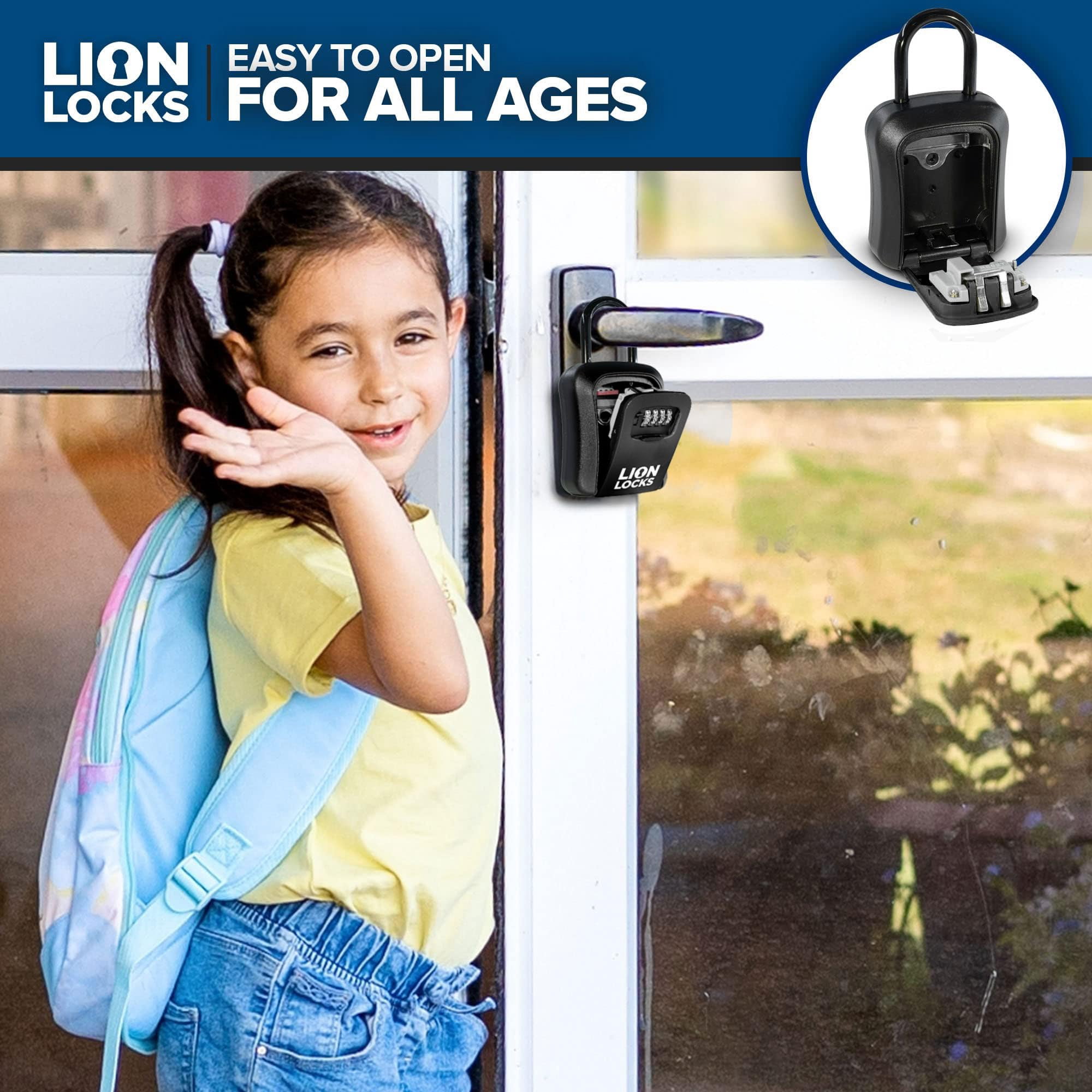 Lion Locks Key Lock Box - 6 Pack, Small Lock Box with Custom Code, Outdoor Key Safe, Hide-a-Key Lock Box for Real Estate, Airbnb, Construction, Black