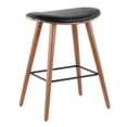 thumbnail image 2 of Contemporary Home Living Set of 2 Walnut and Black Faux Leather Counter Stools 27", 2 of 5