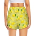 thumbnail image 3 of Picia Bright Lemons Pattern Women's 2 in 1 Athletic Running Shorts High Waisted Workout Casual Gym Sweat Shorts with Comfy Liner Zipper Pockets-Small, 3 of 9
