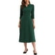 thumbnail image 1 of Vestido de trabajo para mujeres INSPIRE CHIC, corte A, mangas 3/4, vestido midi elegante, verde oscuro, talla 3XL, 1 of 5