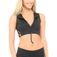 thumbnail image 3 of Elizabeth Jane Women's Dr. No Crop Top Rash Guard Swimsuit, Black, XL, 3 of 3