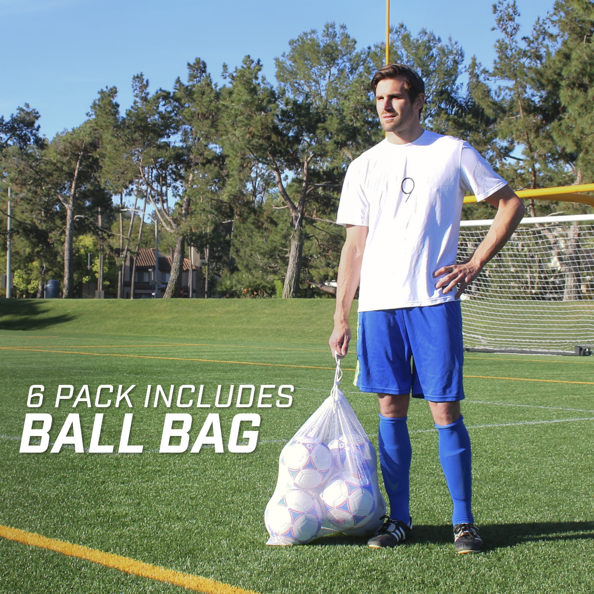 GoSports Premier Soccer Ball - Synthetic Leather for Training Scrimmage Games - 6 Pack, Size 5