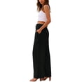 thumbnail image 5 of Sewkxo Linen Pants for Women Summer Drawstring Wide Leg Trousers High Waist Casual Loose Palazzo Pant with Pockets,Black S, 5 of 5
