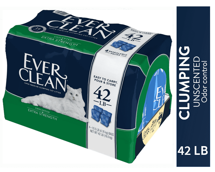 Ever Clean Extra Strength Unscented Odor Control Clay Cat Litter, 42 lb