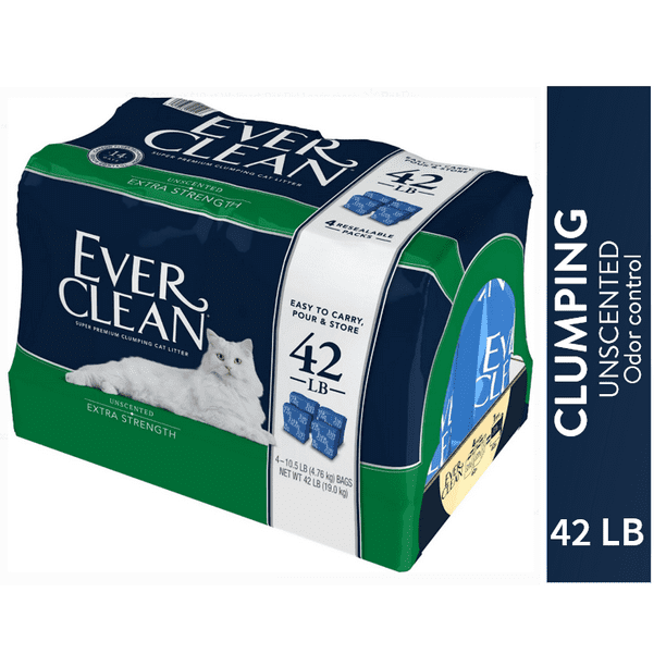 Ever Clean Extra Strength Unscented Odor Control Clay Cat Litter, 42 lb