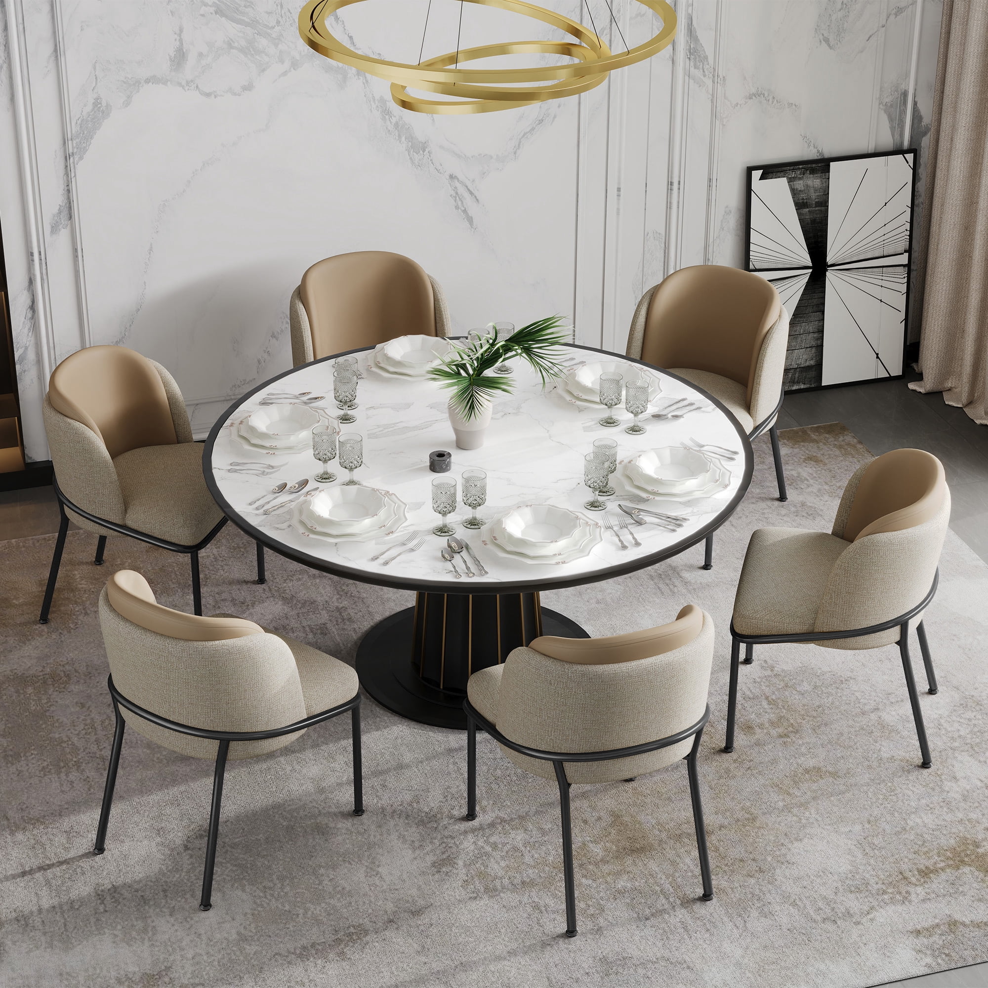 Noble House 2 Modern Chairs with Slanted Legs and Adjustable Feet (Beige)