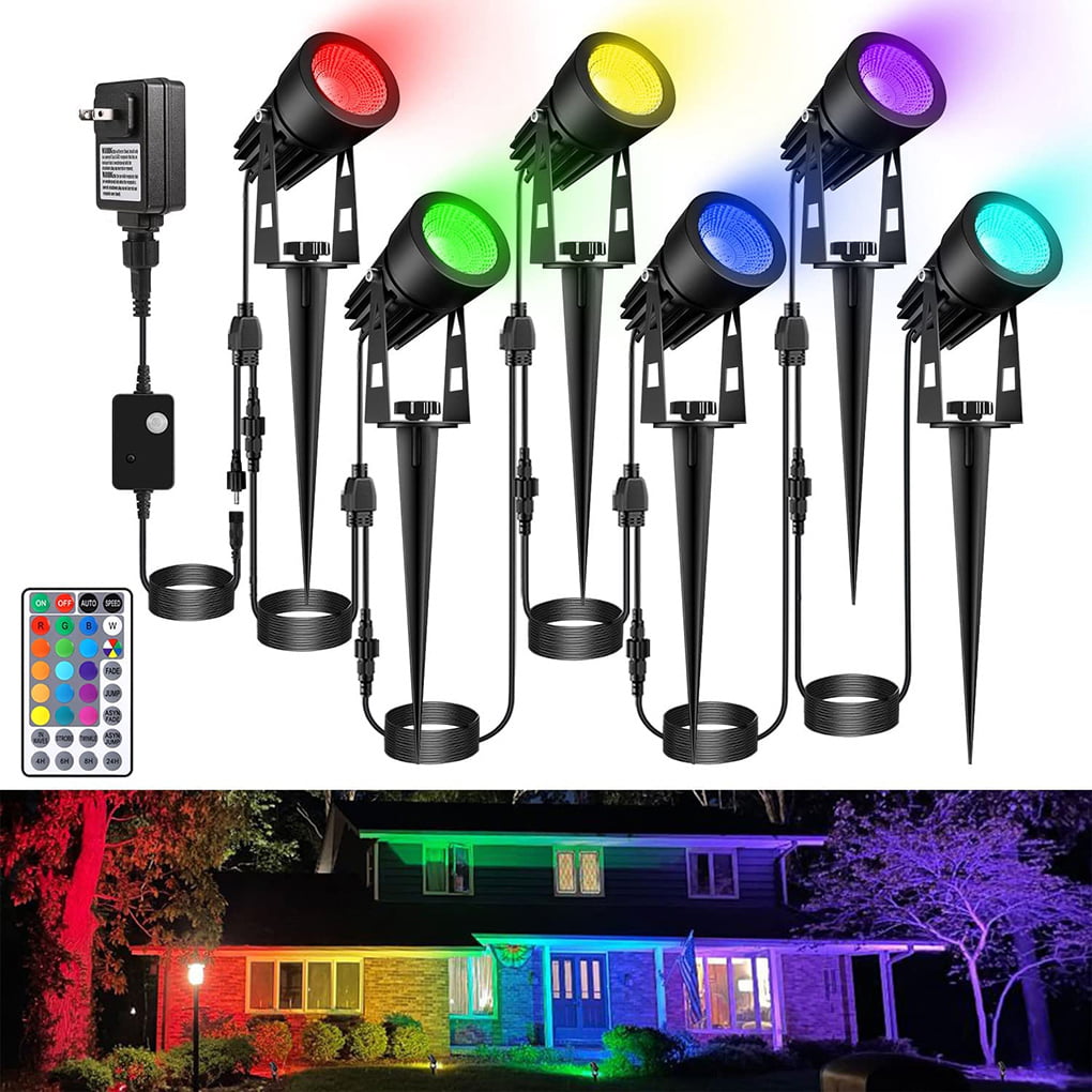 Details about   Color Changing Landscape Lights 12W Waterproof LED Garden Pathway Spike Stand 