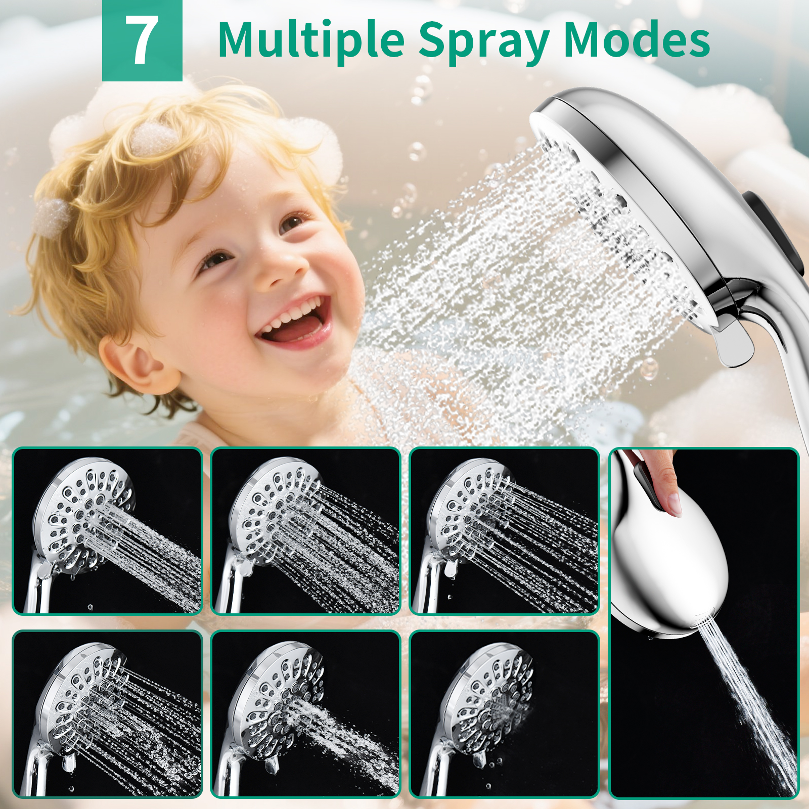KAIYING Rain Shower Head Combo with Filtration, High Pressure Dual Shower Heads, Handheld Spray, Long Hose & Adjustable Arm