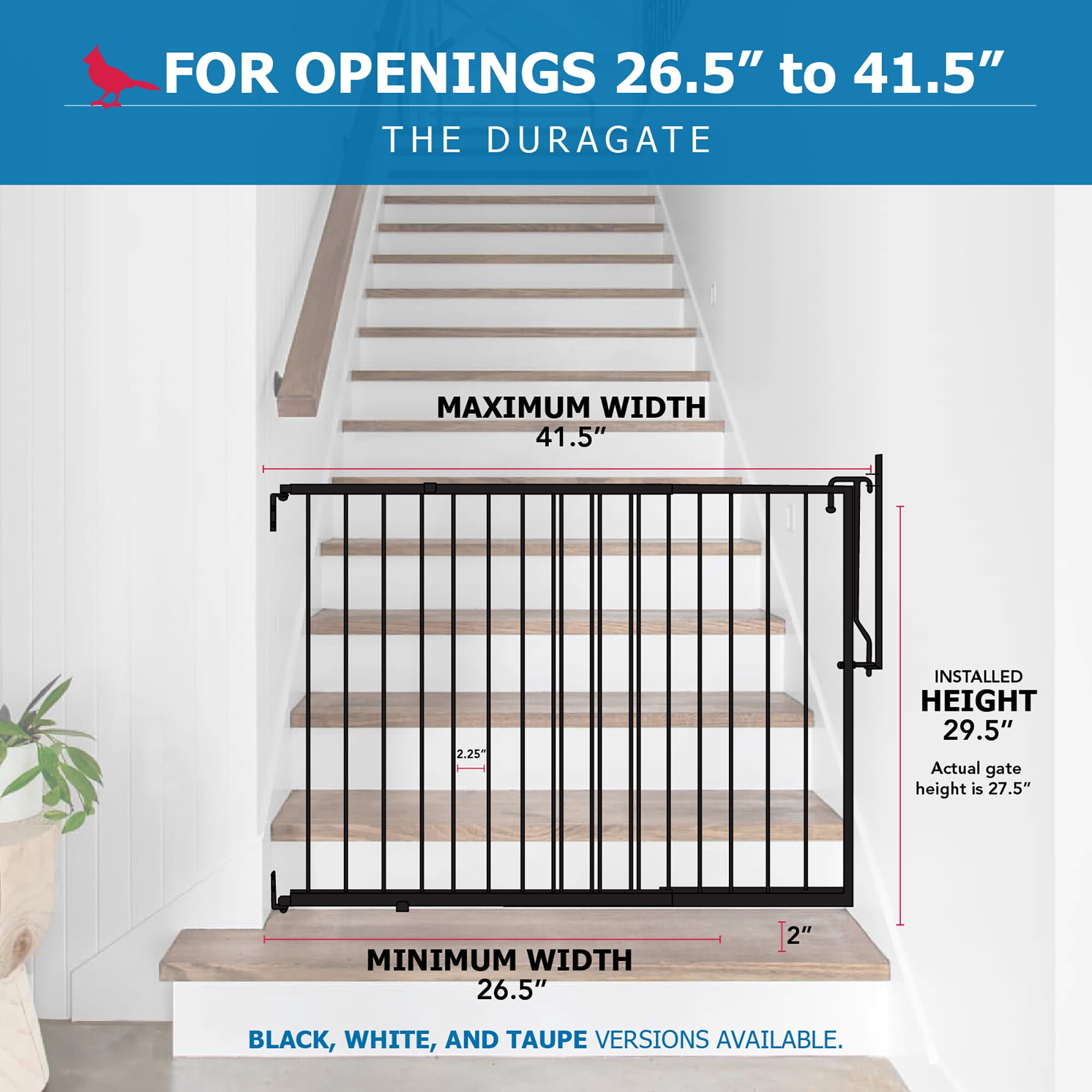 Cardinal Gates Stairway Special Child and Pet Safety Gate - Black