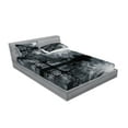 thumbnail image 2 of Ambesonne Landscape Fitted Sheet & Pillow Sham Set, Trees Night Sky Cloud, Full, Black White Grey, 2 of 2