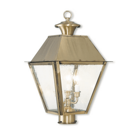 Outdoor Post 3 Light With Hand Crafted Solid Brass Seeded Antique Size 21 In 180 Watts World Of Crystal Post Lighting Is Used To Light A Garden Path Or Driveway Give Personality Your Home Solid Brass Outdoor