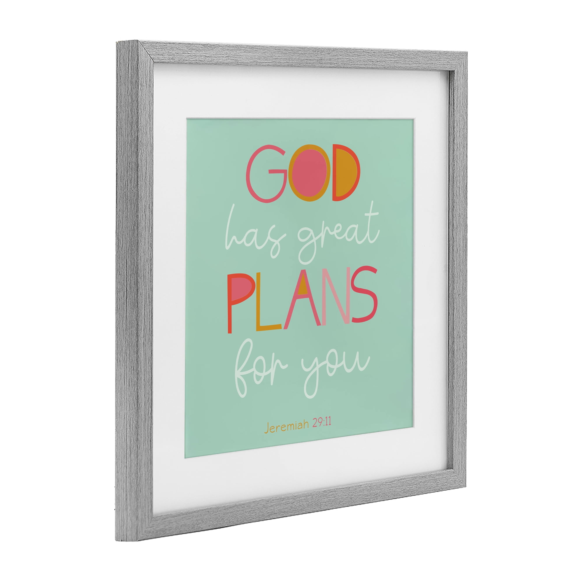 Stupell Industries Green God's Plans For You Gray Framed Print Under Glass, design by SD Graphics Studio
