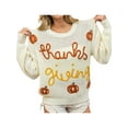 thumbnail image 1 of Honganda Pull Ample d'Automne pour Femmes Broderie Lettre Manches Longues Col Rond Tricoté, 1 of 6