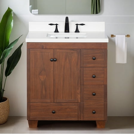 Lavanti Depos Solidwood 30*18-inch Bathroom Vanity with Sink - Stylish Walnut