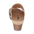 thumbnail image 3 of GC Shoes Womens Open Toe Memory Foam Wedge Sandals, Summer Platform Heels, Low Heeled Perforated Strap Slides, Drift/Gold/9, 3 of 4