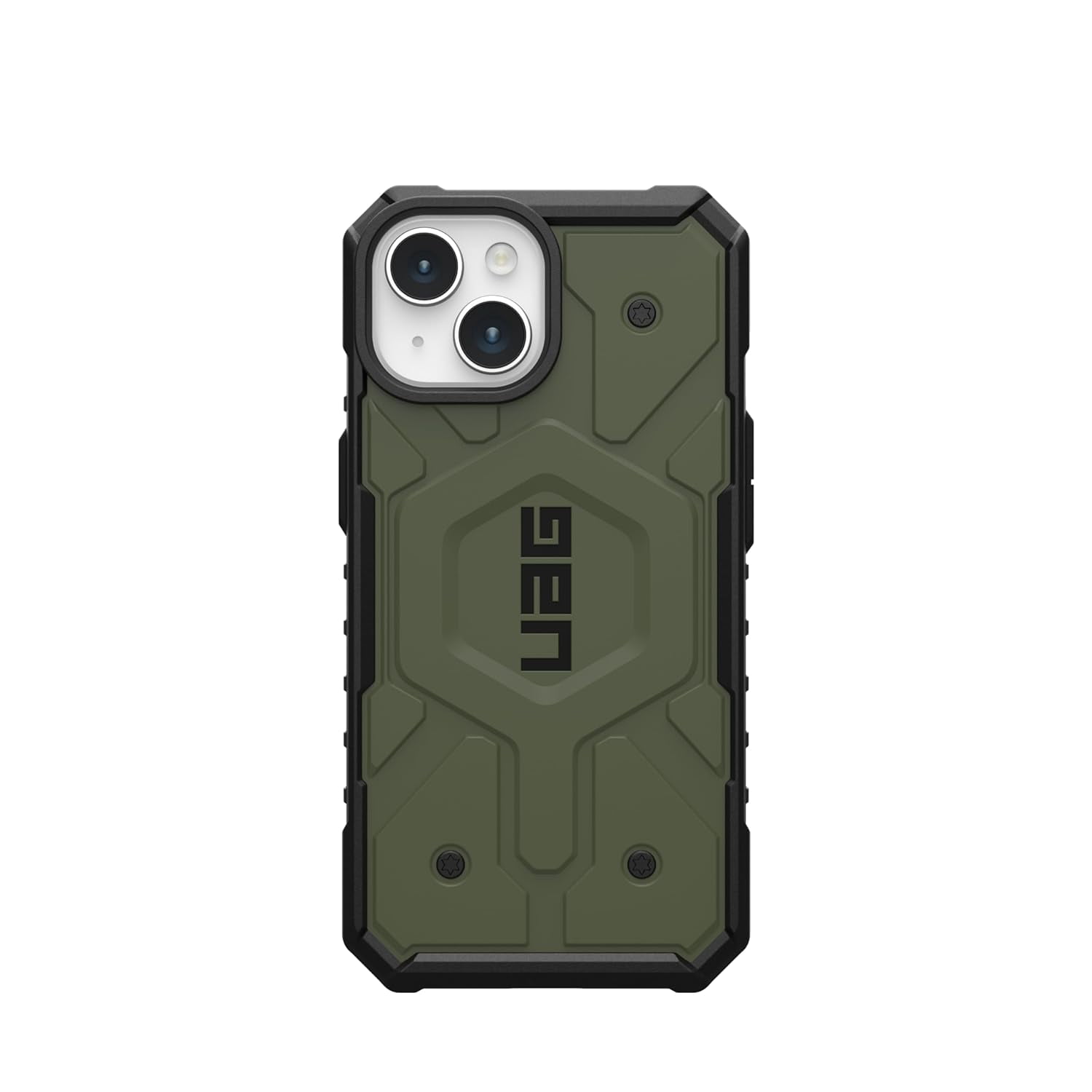 UAG iPhone 15 Case 6.1" Pathfinder Olive Drab Built-in Magnet Compatible with MagSafe Charging Rugged Military Grade Dropproof Protective Cover