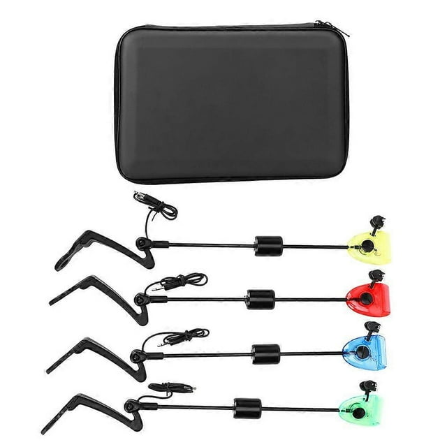 4 pcs Plastic Fishing Bite Alarm Hangers Swinger Chain Indicator Sound & Light Alert Fish Equipment Accessories