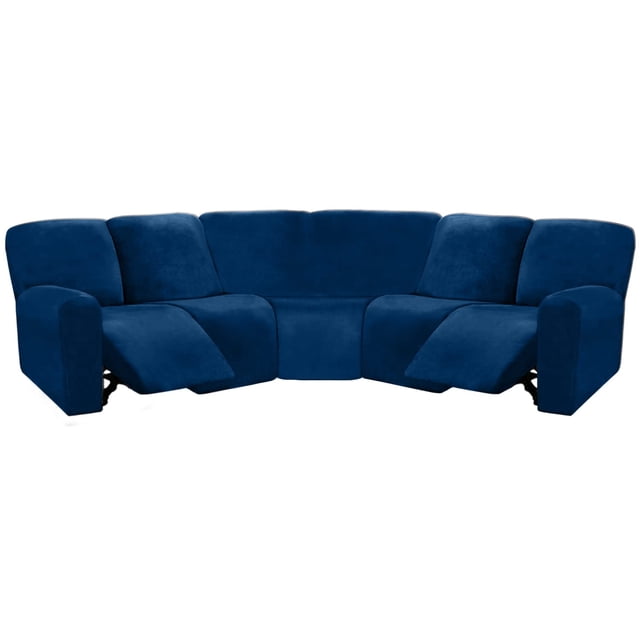 Funda para muebles ULTICOR, 7 piezas, en forma de L, terciopelo azul marino
