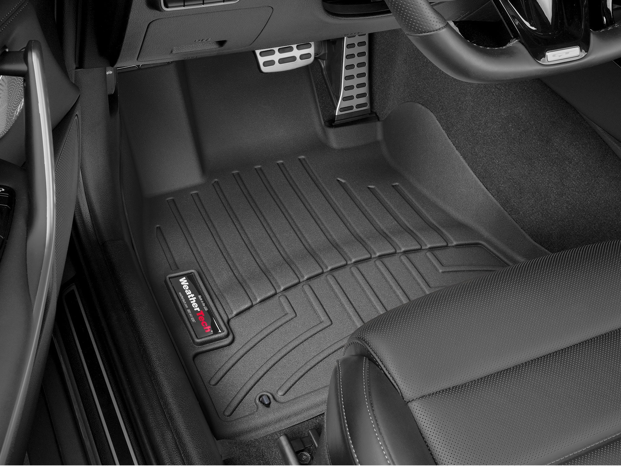 WeatherTech Custom Fit FloorLiners compatible with 2018-2023 Kia Stinger - 1st Row (Driver & Passenger), Black