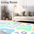thumbnail image 2 of ODIKA 8'x10' Machine Washable Non-Slip Area Rug, Educational Letter and Number Puzzle with Cheerful Pastel Palette High Traffic Rug, Blue, 687474, 2 of 5