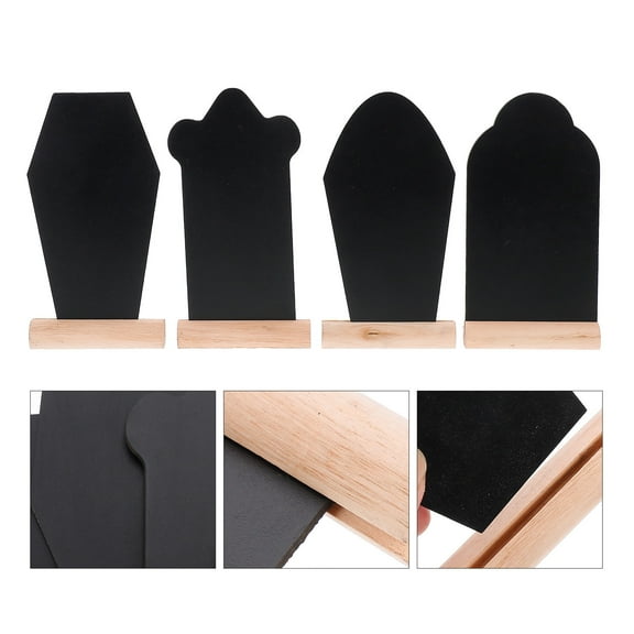 FONDOTIN 4 PCS Coffin Message Board Tombstone Designed Blackboards Chalkboard Small