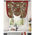 thumbnail image 3 of Red Christmas Tie Up Curtains for Window, Xmas Botanical Pinecone Eucalyptus Leaves Thermal Insulted Balloon Shade Adjustable Rod Pocket Curtains Valance Panels for Kitchen Bathroom Café 42 x 45, 3 of 7