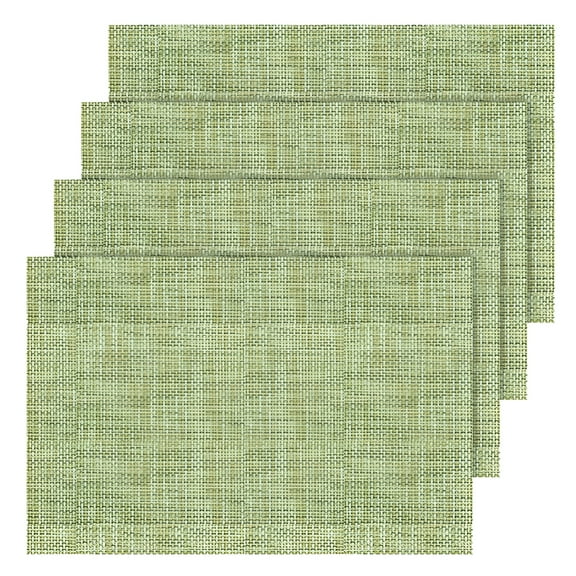 ACDANC Placemats Vinyl Woven Place Mats for Kitchen Table Indoor/Outdoor Washable Wipeable Dining Green Placemats Set of 4Pc 12X18 Inch,Western Placemat Placemat Insulation Pad 4Pcs