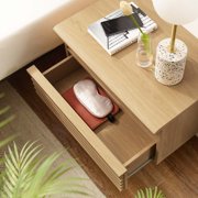 Modway Render 1-Drawer Wall-Mount Modern Wood Nightstand in Oak
