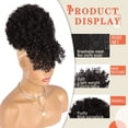 thumbnail image 3 of MORICA Drawstring Ponytail with Bangs Afro Puff Ponytail Extensions for Women Short Curly Puff Ponytail with Bangs Clip in Wrap Updo Hairpiece for Women (black), 3 of 7