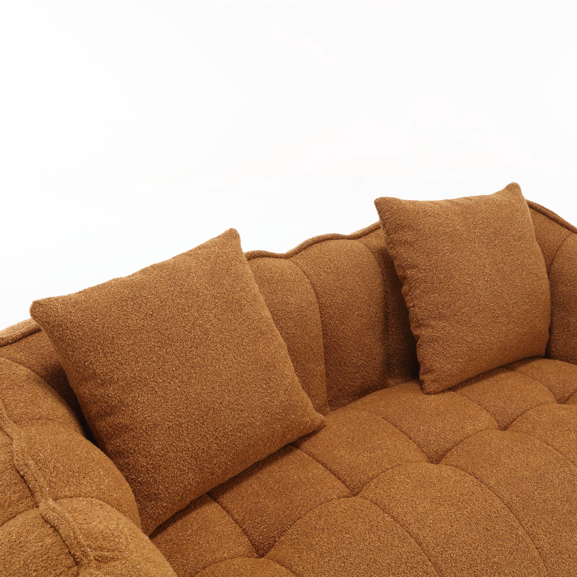 Aukfa 65" Compressed Loveseat Sofa for Living Room,No Assembly Required, 2 Pillow, Chenille, Orange