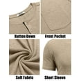 thumbnail image 5 of COOFANDY Men Short Sleeve Casual T Shirt Basic Solid Button Henley Daily Shirt with Pocket, 5 of 9