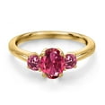 thumbnail image 3 of Gem Stone King 18K Yellow Gold Plated Silver Pink Tourmaline Engagement Ring for Women | 1.15 Cttw | Oval 7X5MM | Gemstone October Birthstone | Size 6, 3 of 6