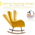 thumbnail image 2 of Ucloveria Small Rocking Accent Chair, Uplostered Glider Rocker Armchair for Baby Nursery, Comfy Side Chair for Living Room, Bedroom (Yellow+Velvet), 2 of 7