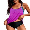 thumbnail image 3 of Womens Striped Floral Tankini Swimwear Bikini Sets Bathing Suits Swimsuit, 3 of 4