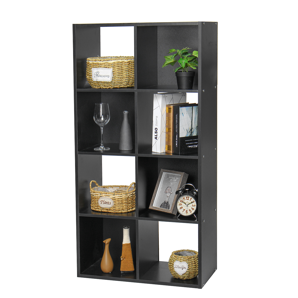 8 Cube Bookcase,Square Storage Organizer, Stand Cube Bookshelf Wooden