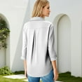 thumbnail image 4 of Qwertyu 3/4 Length Sleeve Womens Tops Dressy V Neck Collared Shirts Trendy Business Casual Work Blouses Vacation Shirts 2026 White 2XL, 4 of 7