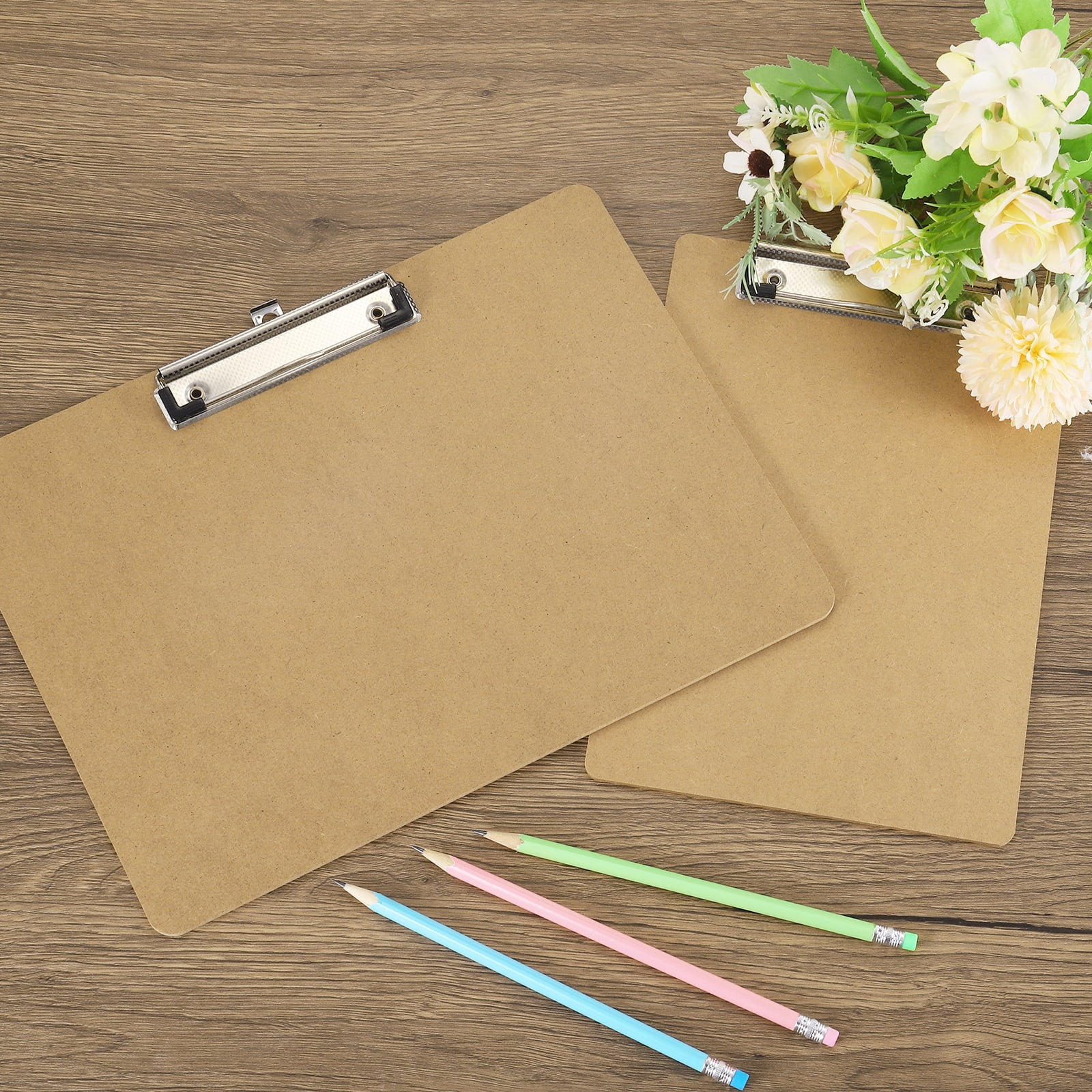 Uxcell 8.9 x 12.4" Horizontal Clipboard, 3 Pcs Landscape Layout Hardboard,Brown