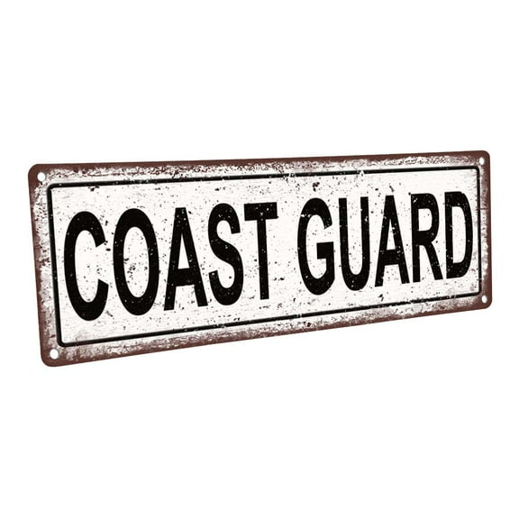 Coast Guard 4"x12" Metal Sign, Wall Décor for Home and Office
