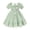 Green, variant on ZEHJUHAN Toddler Girls' Solid Color Bubble Sleeve A-Line Dress With Hand-Crocheted 3D Flower, Summer Tie Back Sundress for Vacation & Holidays, Yellow,2Y