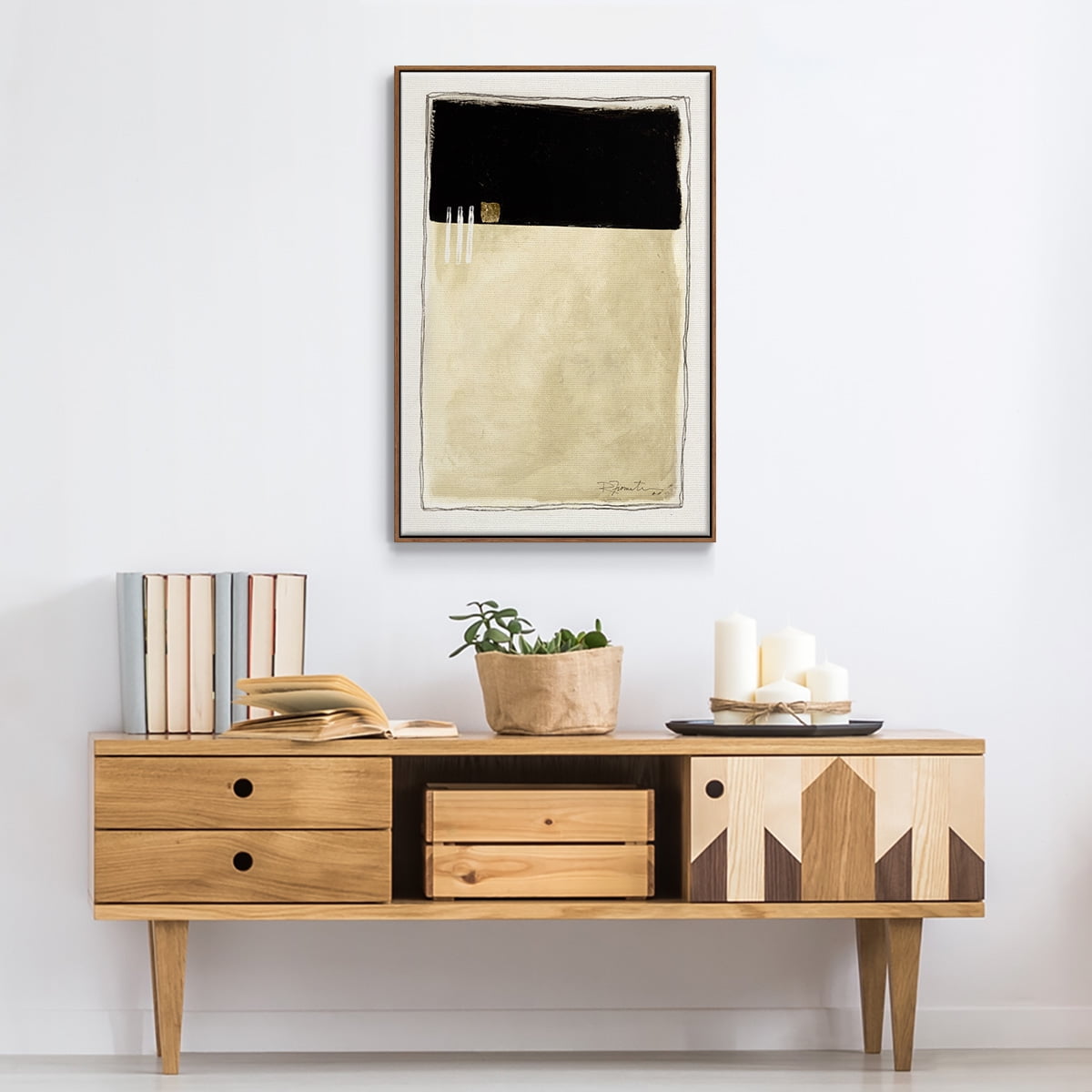 Inner Musing II Framed Premium Gallery Wrapped Canvas - Ready to Hang - 17 x 25 - Walnut Floating Frame