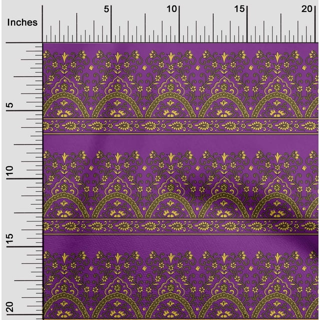 oneOone Polyester Lycra Fabric Leaves & Floral Block Print Fabric BTY 56 Inch Wide