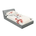 thumbnail image 2 of Ambesonne Japanese Fitted Sheet & Pillow Sham Set, Romantic Spring Theme, Twinxl, Black and Coral, 2 of 2