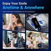MySmile LP211 Portable Water Flosser Cordless for Teeth Braces, Electric Water Dental Flossers, Oral Irrigator, IPX7 Waterproof, 5 Modes, 8 Jet Tips, 260ml Tank, 1 Travel Bag, Pink