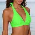thumbnail image 5 of PMVFHDE Swimsuits For Women Solid Color Neck Strap Push Up Padded Bikini Top Piece Swimsuit Top, 5 of 8