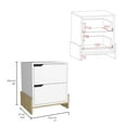 thumbnail image 5 of Luss Nightstand, Bedside Table with 2-Drawers White / Macadamia, 5 of 6