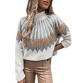 thumbnail image 1 of Gibobby SuéTer Para Mujeres Para Frío Suéter de manga larga con cuello para mujer Suéter informal suelto con estampado(Blanco,G), 1 of 4