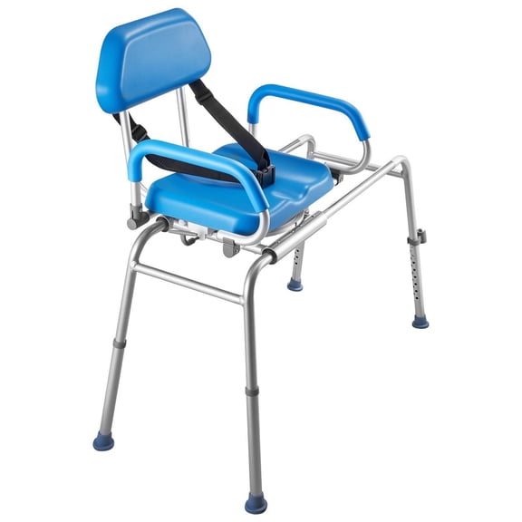 Sliding Shower Chair 330 lbs Capacity Adjustable Height Transfer Bench with Swivel Seat Pivoting Arms Backrest for Bathtub Handicap Seniors Elderly Disabled