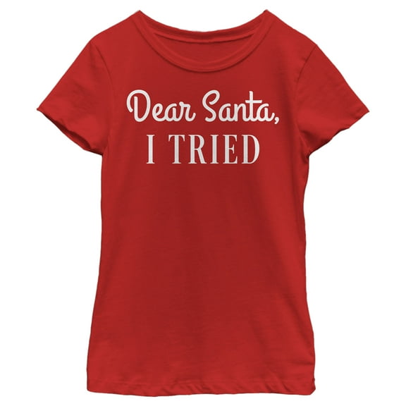 Girl's Lost Gods Dear Santa, I Tried  Graphic Tee Red Large